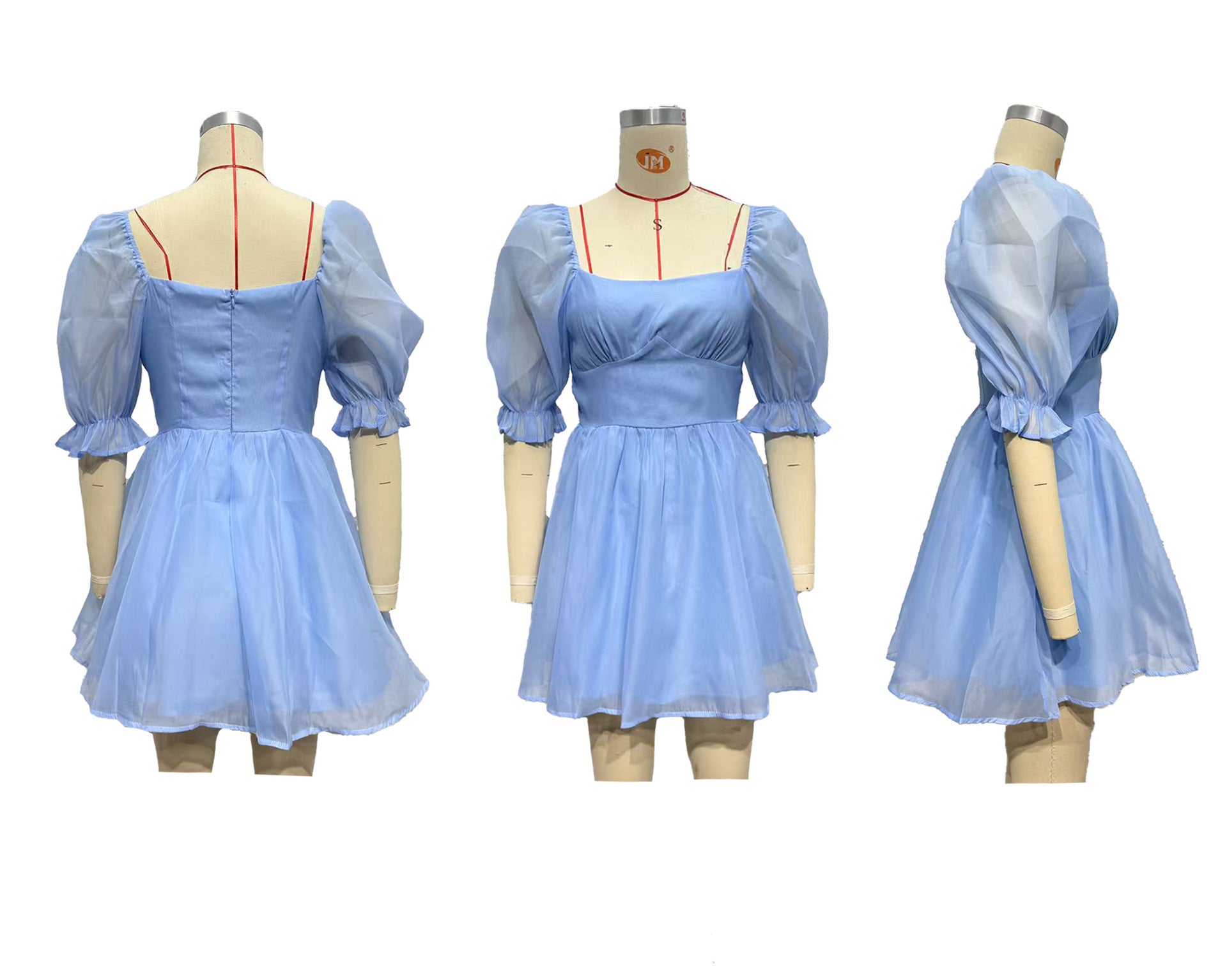 Women Solid retro bubble sleeve princess dress 11