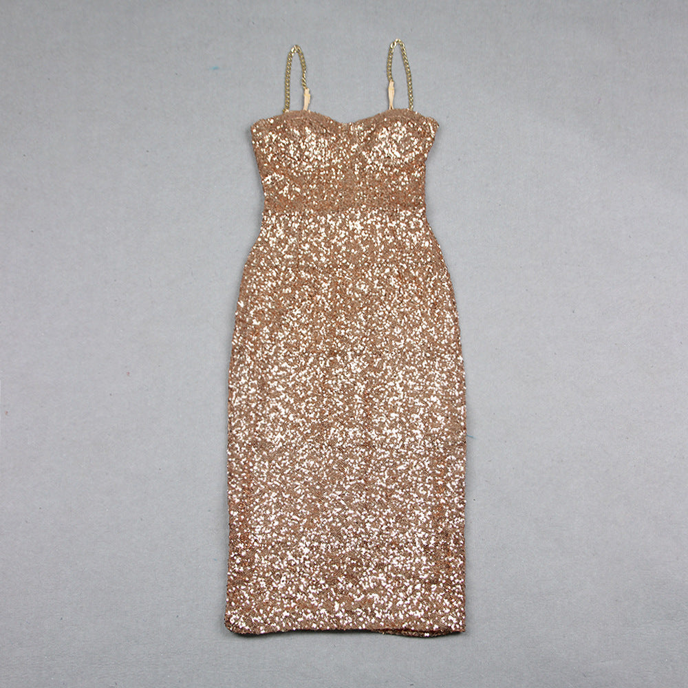 Women Sequin Strapless Off-shoulder Strapless Bodycon Dress 12
