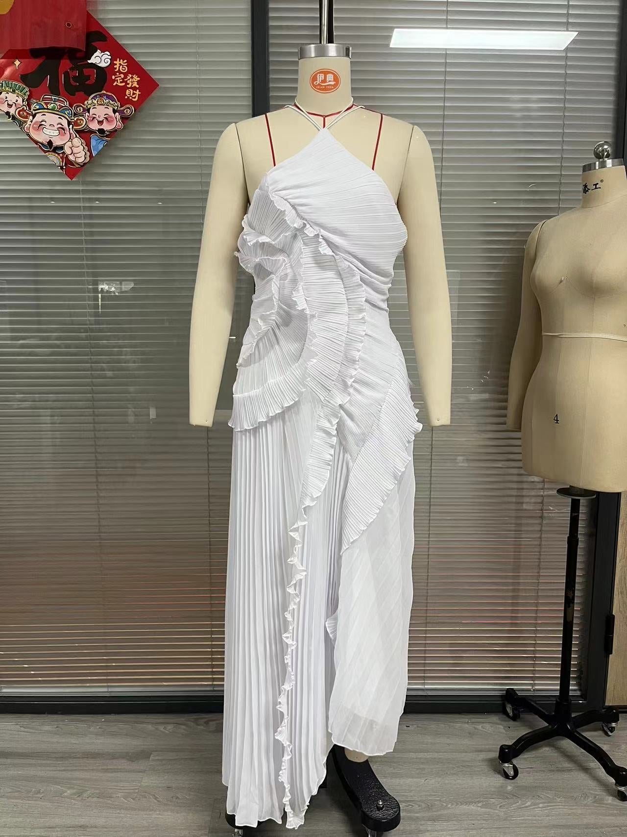 Women's Ruffled Pleated Luxury Chiffon Dress 23