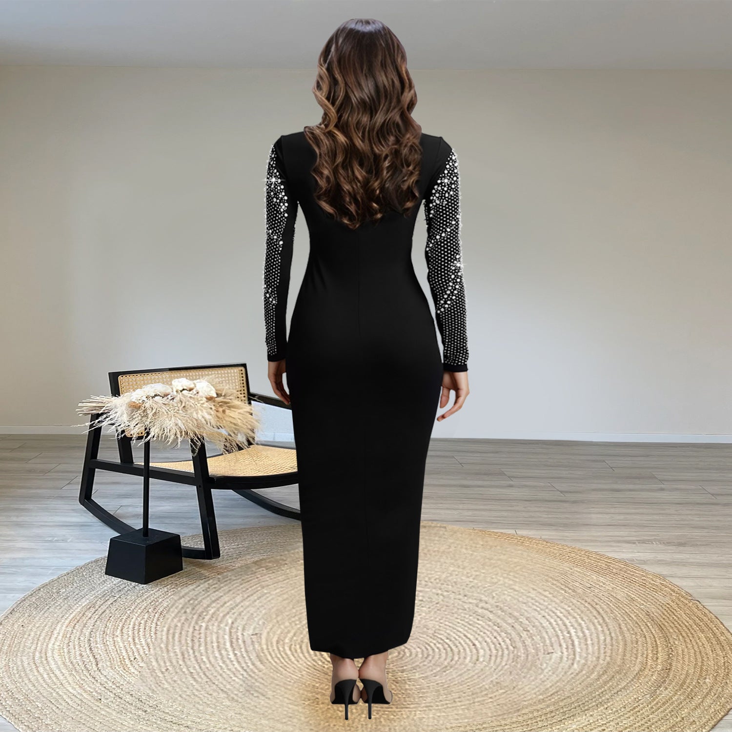 Women Beaded bubble beads elegant dress 4