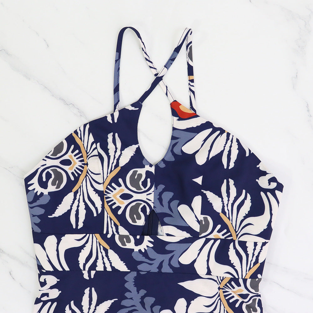 Sexy Strap Hollow Style Printed Long Dress 9