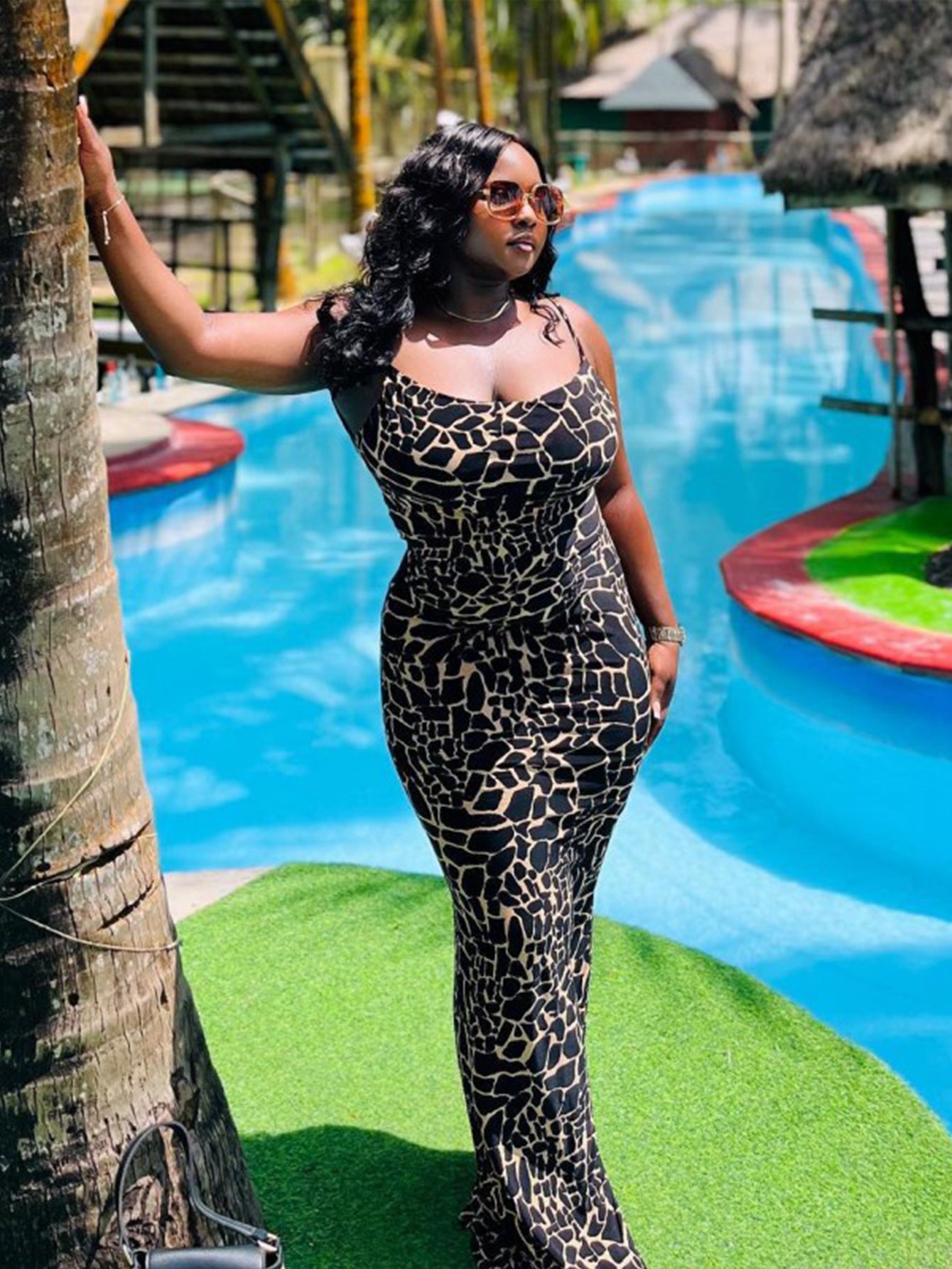 Women sexy suspender snake print Holidays dress 6