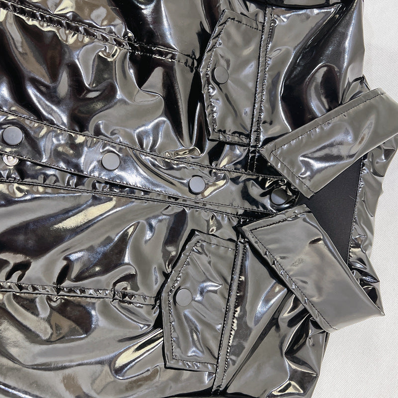 Women's Turndown Collar Pu Long Sleeve Women's Single Breasted Leather Jacket 10