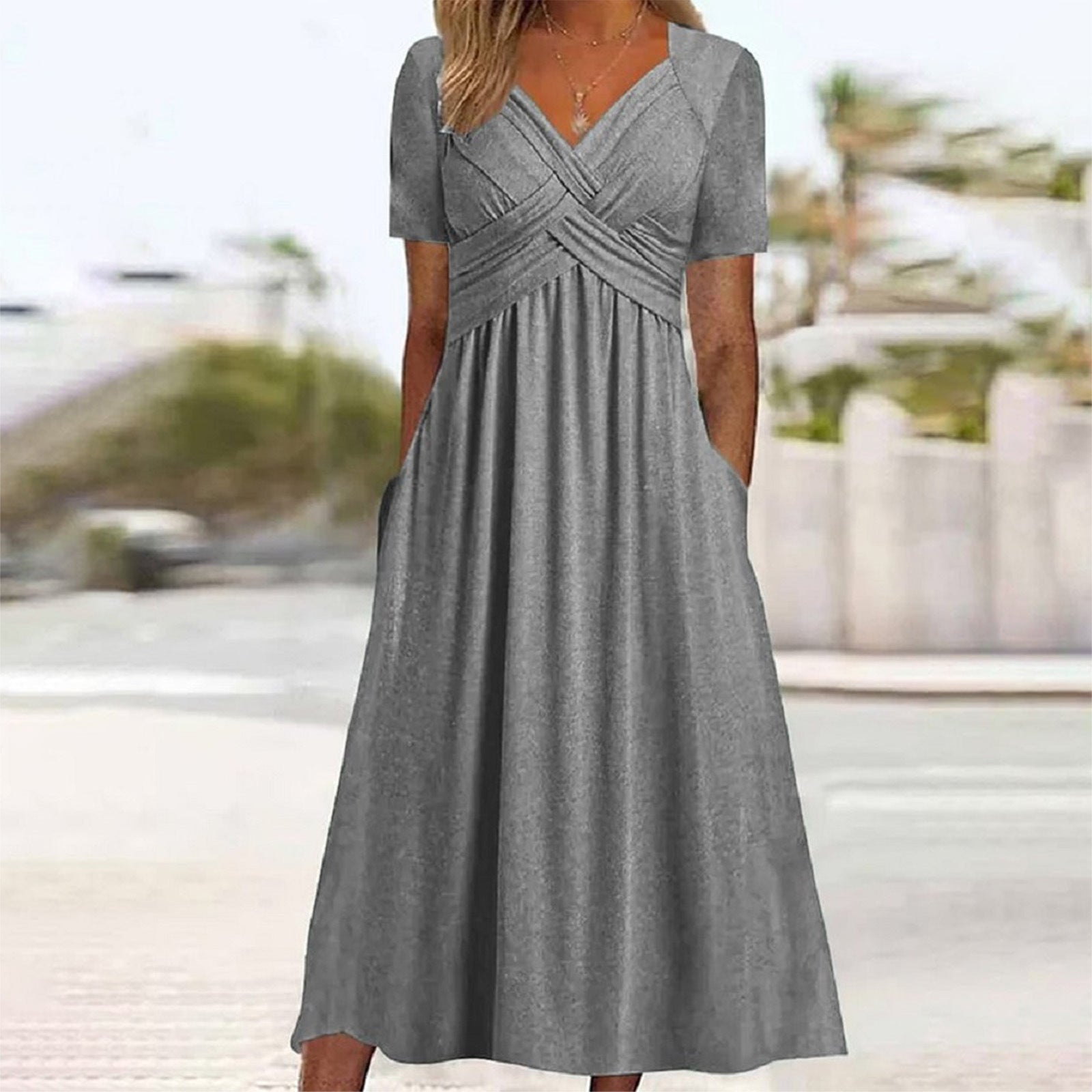 Women Summer Short Sleeve Dress 4
