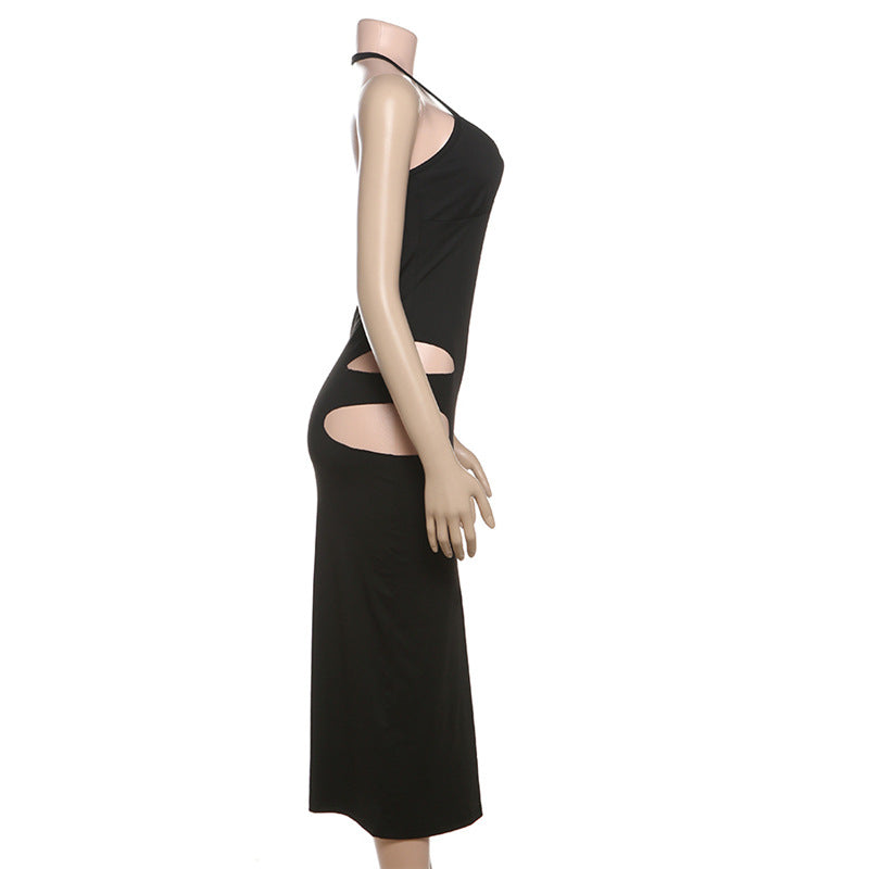 Women Spring Summer Sexy Hollow Bodycon Halter Neck Dress 7