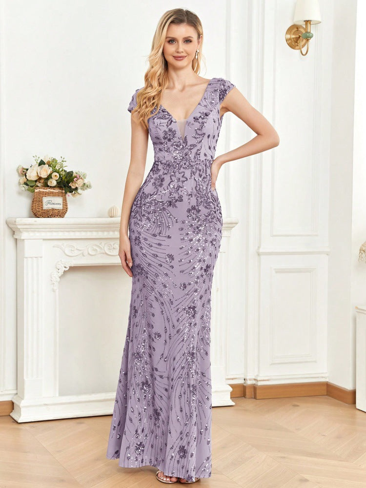 Women sequined formal party sexy fishtail evening dress 11