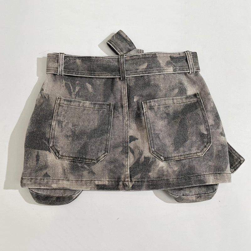 Women American Summer Camouflage Multi Pocket Low Rise Denim culotte skirt 5