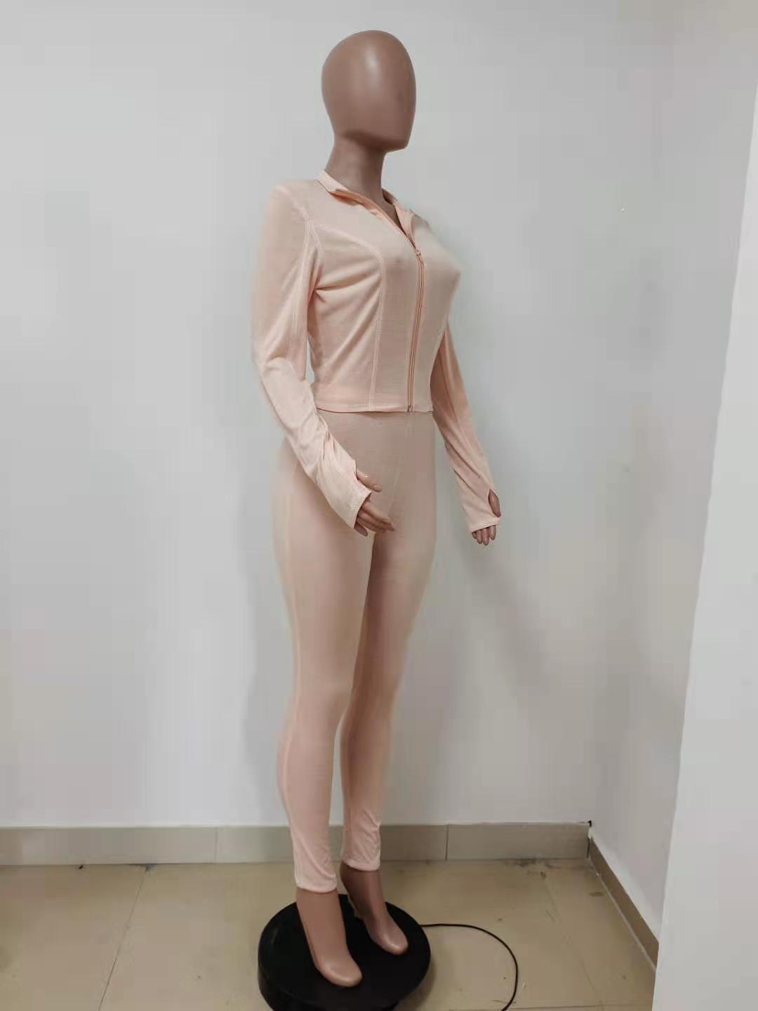 Women's Casual Long Sleeve Tight Slim Sport Two Piece Pants Set 12