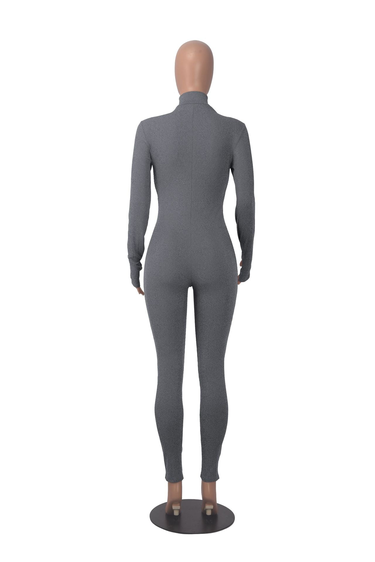 Women Fall Ribbed Zip Sport Jumpsuit 29