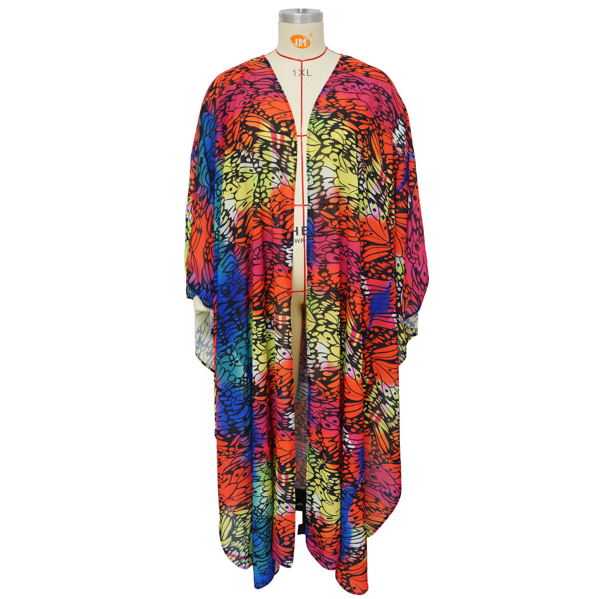 Plus Size Women's Fashion Printed Chiffon Cape Shirt 10