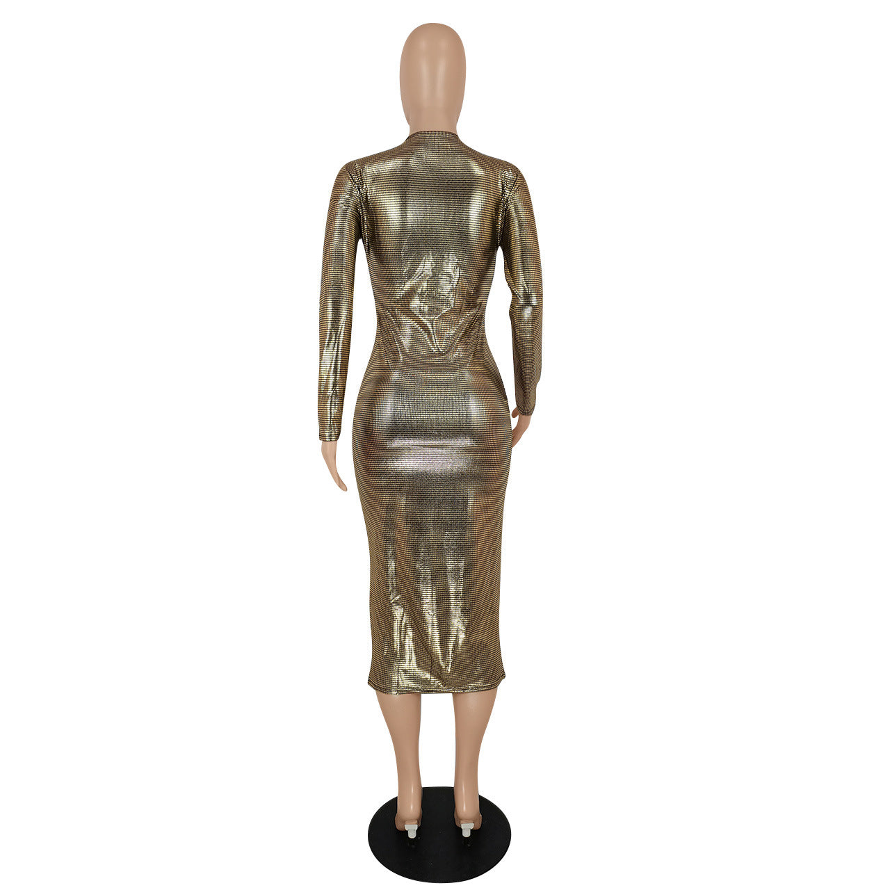 Ladies Chic Fashion Deep V Neckshiny Fabric Ladies Midi Bodycon Dress Party Wear 10