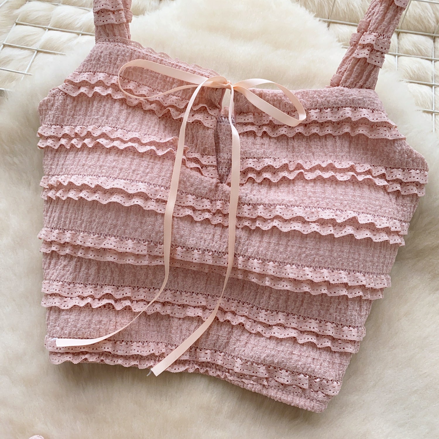 Summer Chic Women's Square Neck Camisole Vest High Waist Pleated Ruffle Skirt Two Piece Set 13