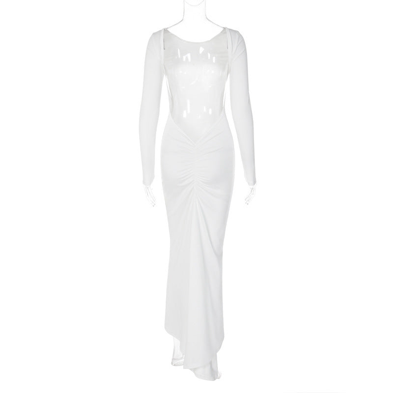 Autumn and Winter Sexy Slim Long Sleeve Low Back Bodycon Long dress for Women 14