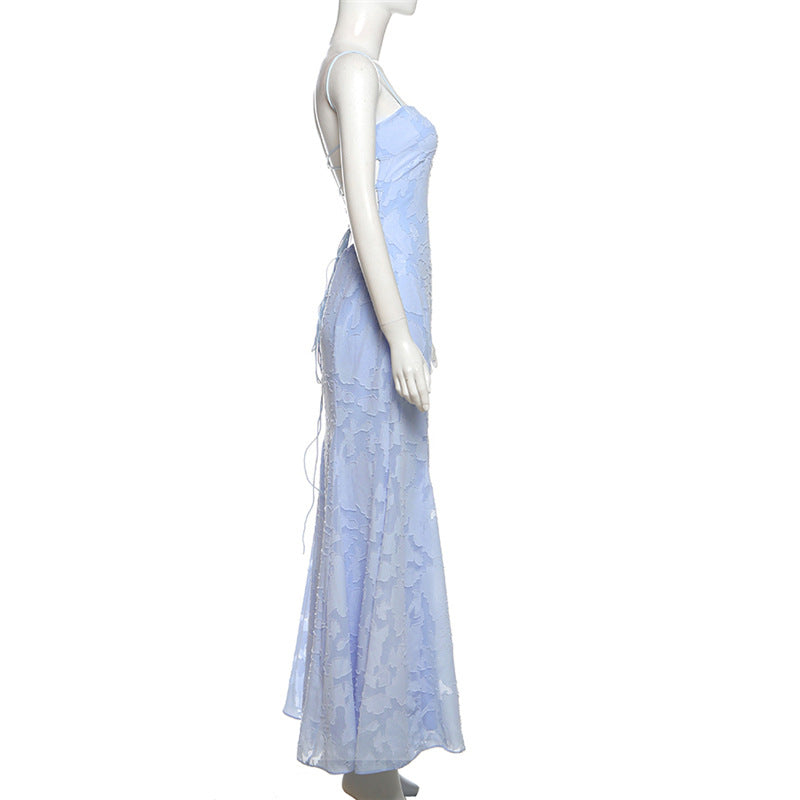 Spring Women’s Sexy Low Back Lace Up Slim Strap Evening Dress 8