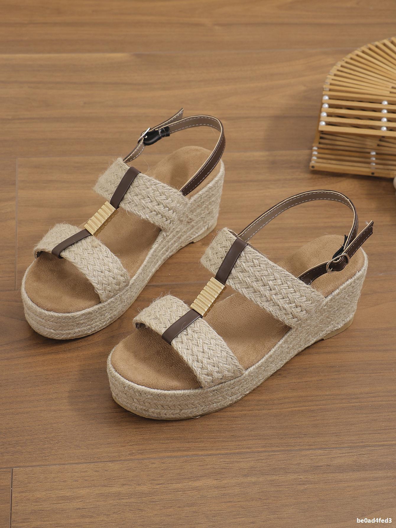 Women hemp rope woven wedge sandals 9