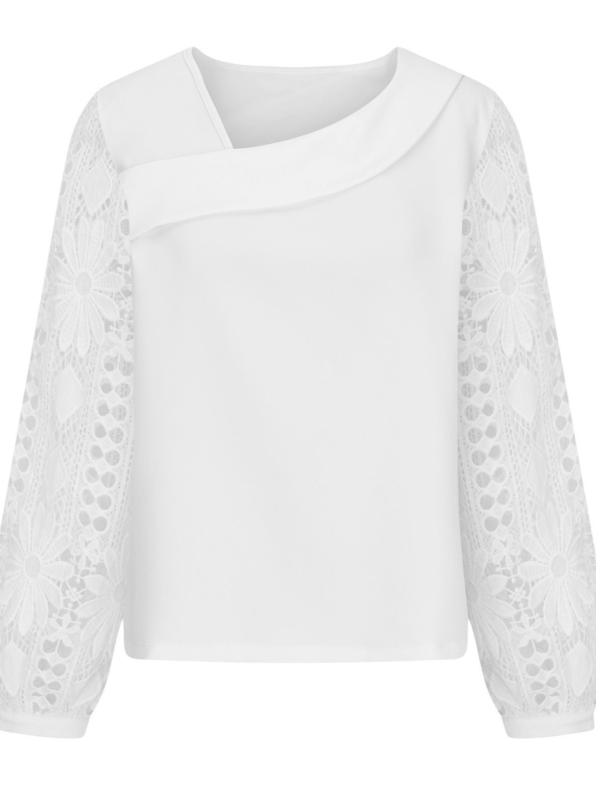 Women's Spring And Autumn Fashionable Elegant Lace Patchwork Knitting Shirt Top 8