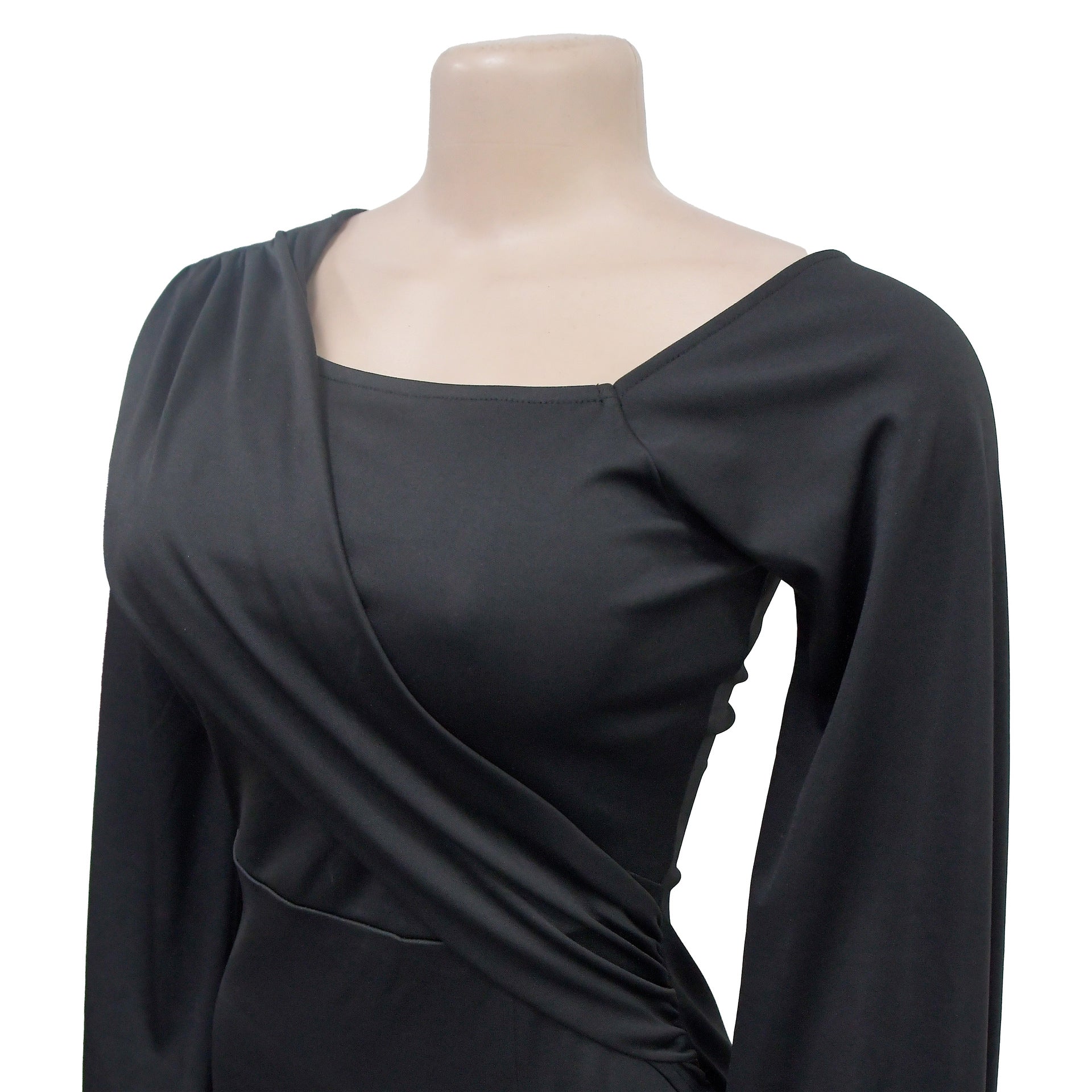 Fashion Women's Solid Color Long Sleeve Slit Pleated Maxi Dress 20