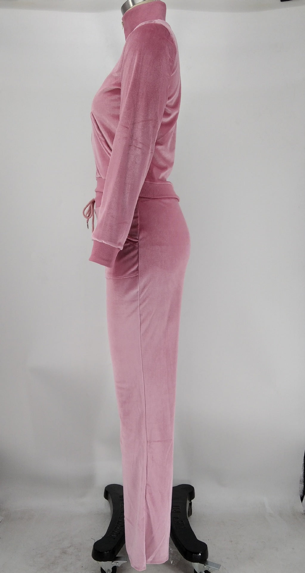 Women's Autumn Winter Velvet Zipper Pocket Two Piece Tracksuit 33