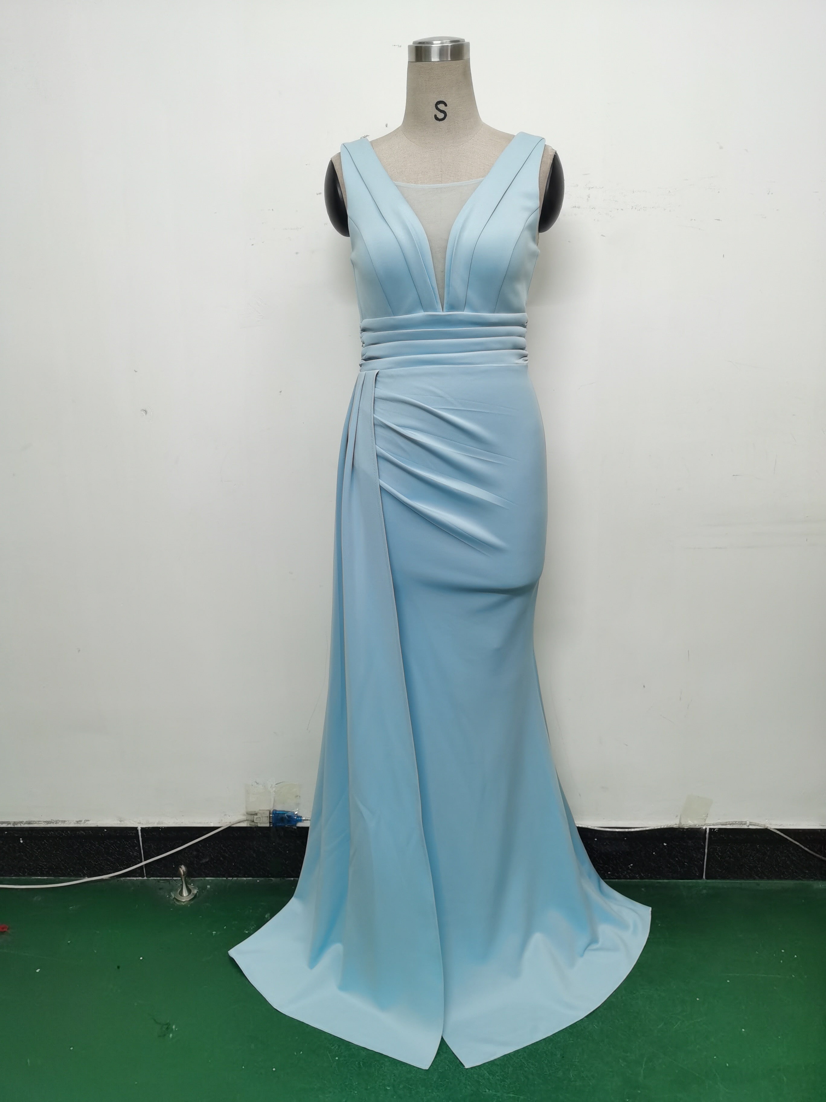 Women Pleated Satin Evening Dress 28