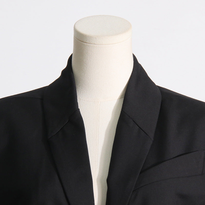 Women Fall French Career Casual mesh Patchwork See-Through Blazer 11