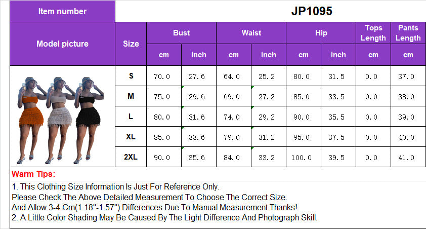 Women knitting Crochet Hollow Tassel Strapless Sexy Top and Skirt two-piece set 15