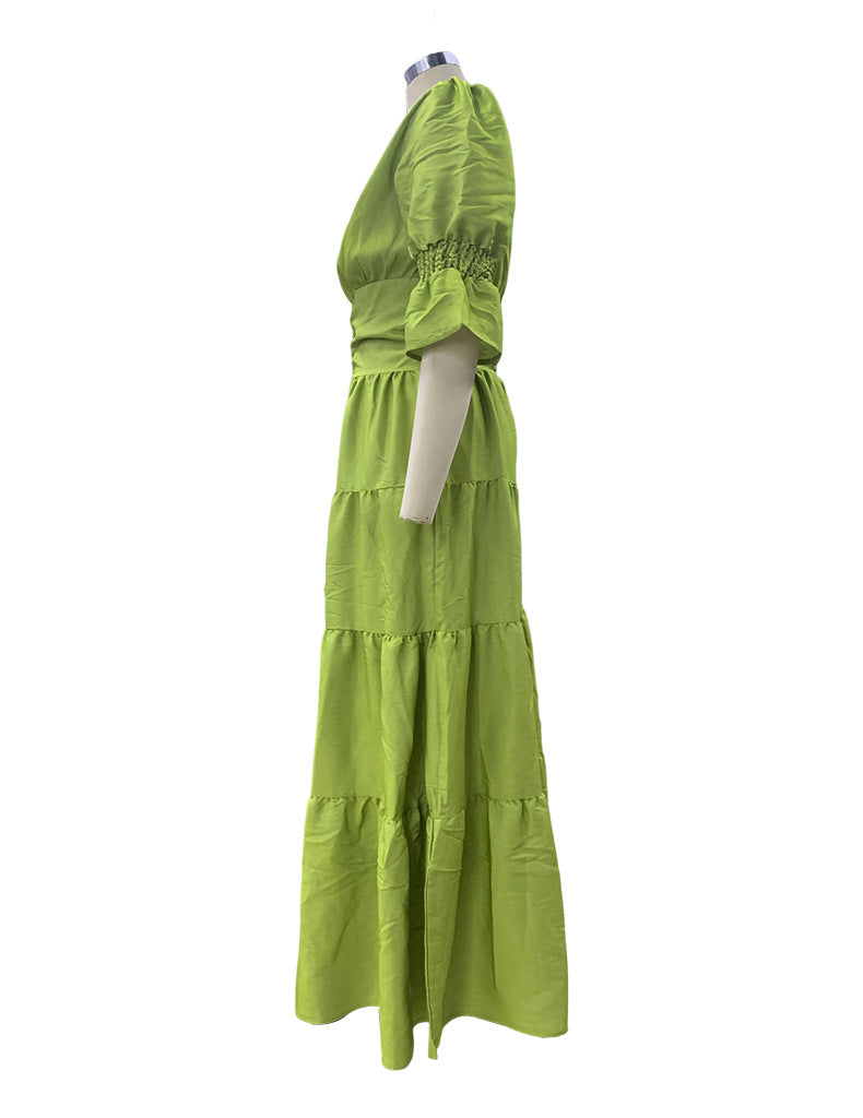 Women V Neck Long Sleeve Maxi Dress 19