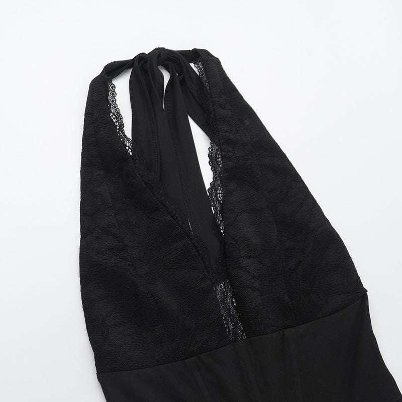 Women V Neck Hollow Sexy Halter Neck Summer Backless Jumpsuit 9