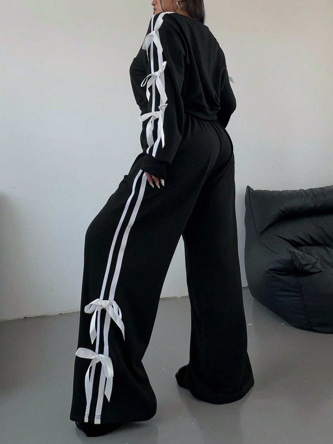 Autumn Women's Casual Long-Sleeved Tops Loose Trousers Two Pieces Set 4