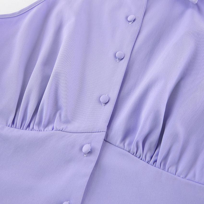 Women Summer Sexy Purple Elegant Sleeveless Halter Neck Dress 13