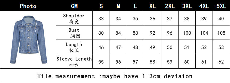 Women Ripped Long Sleeve Denim Jacket 8