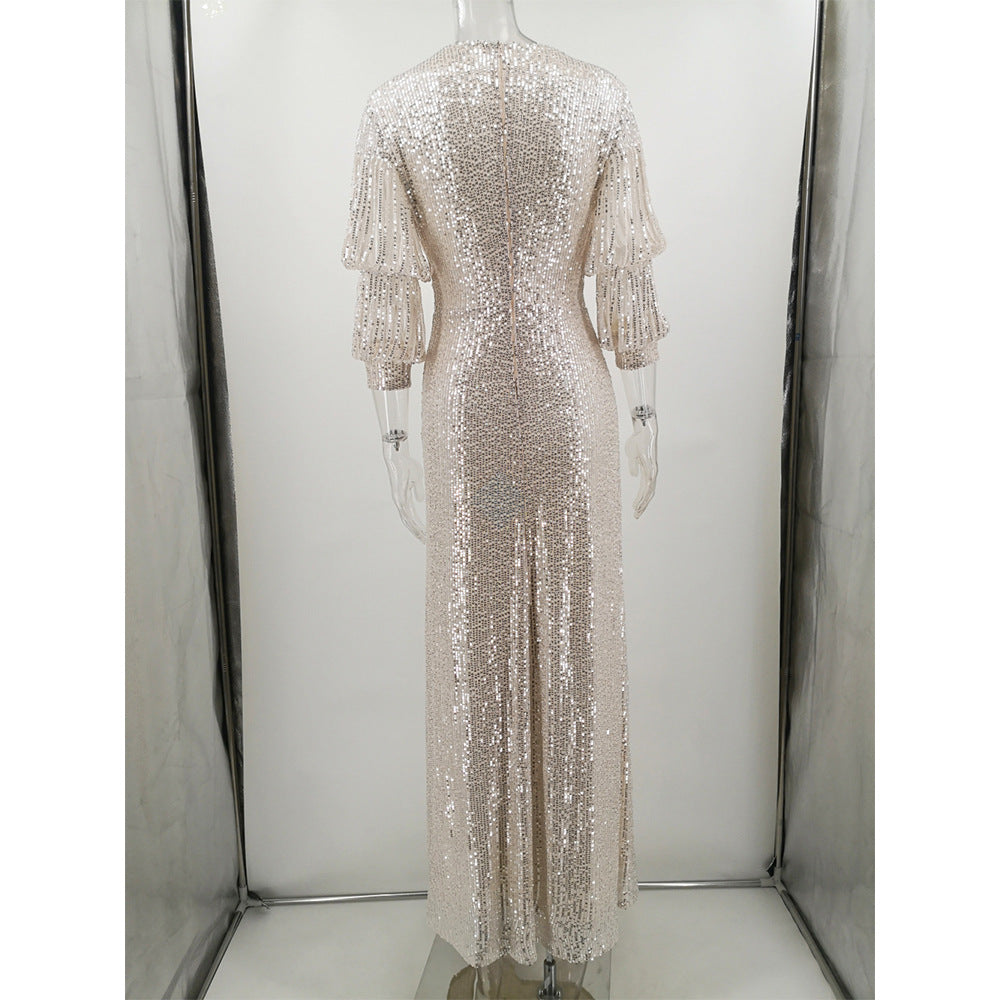 Women Sexy Vintage Green Sequin Dress 16