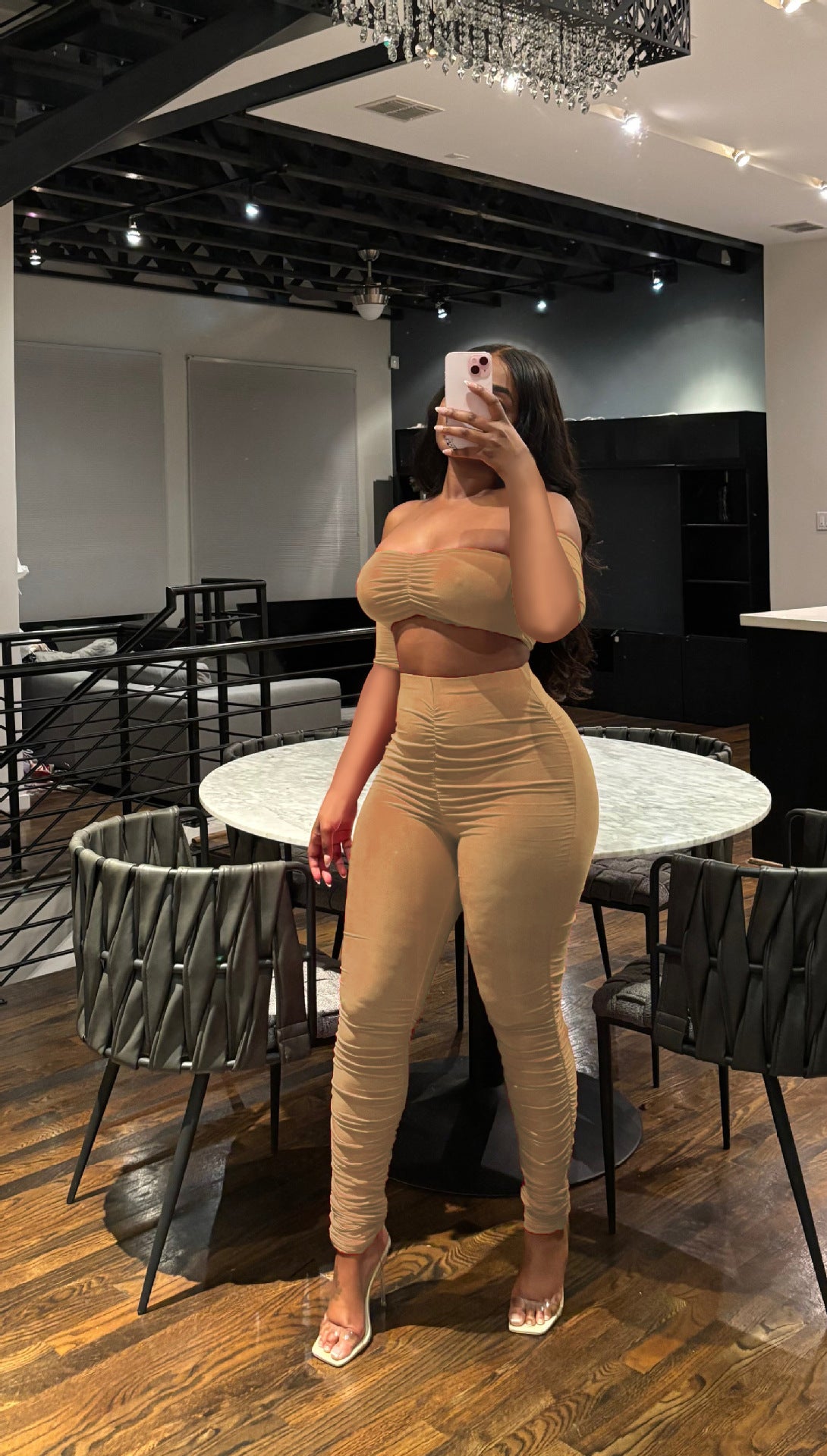 Women Sexy Backless Strapless Solid Top and Pants Two Piece Set 5