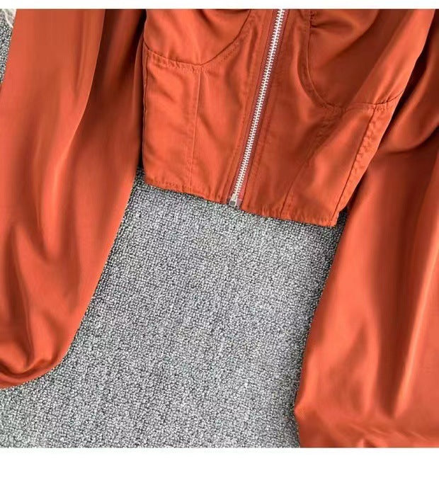 Women Zipper Puff Long Sleeve Shirt 16