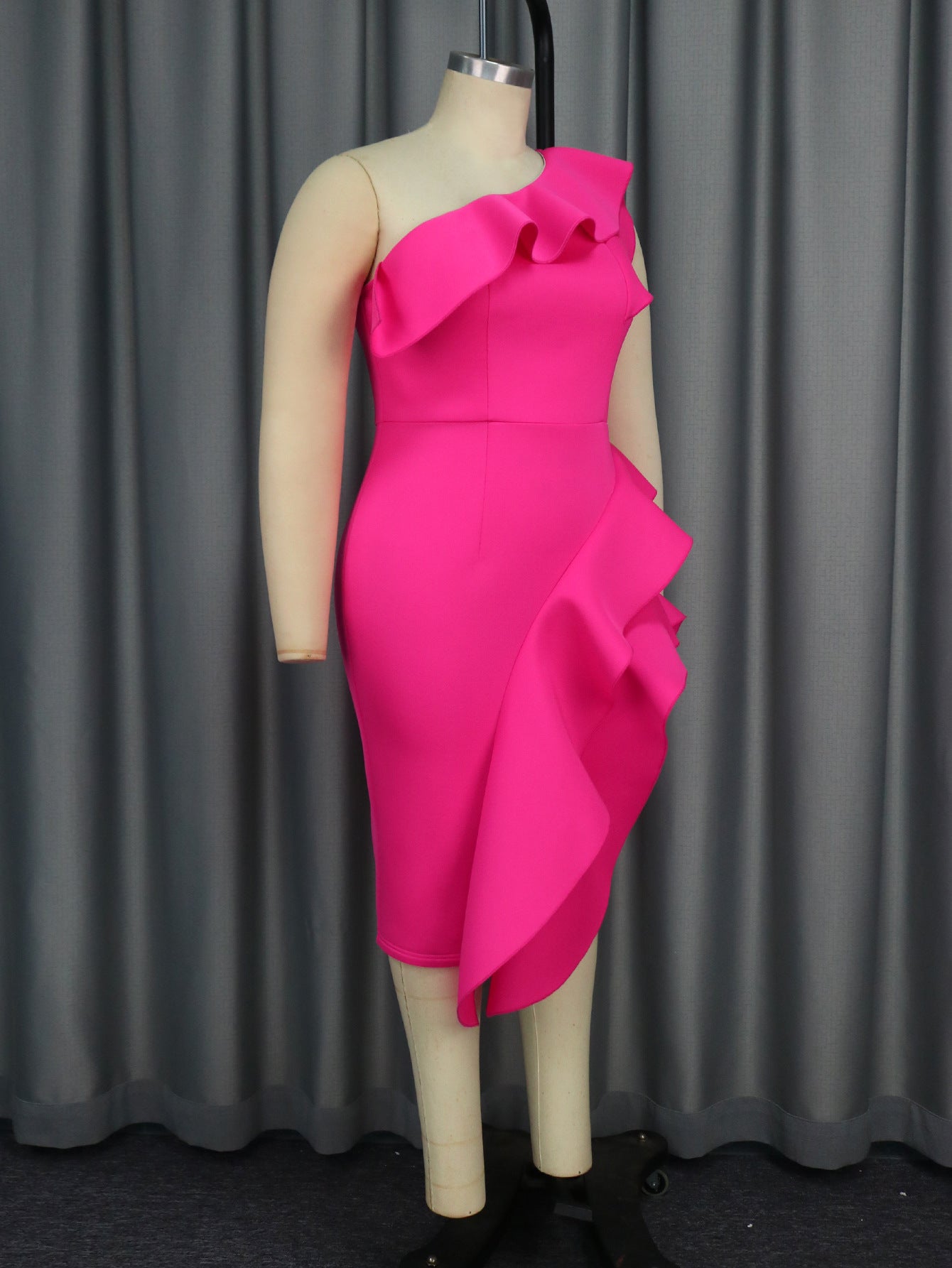 Ruffle Slash Shoulder Sleeveless High Waist Formal Party Dress 5