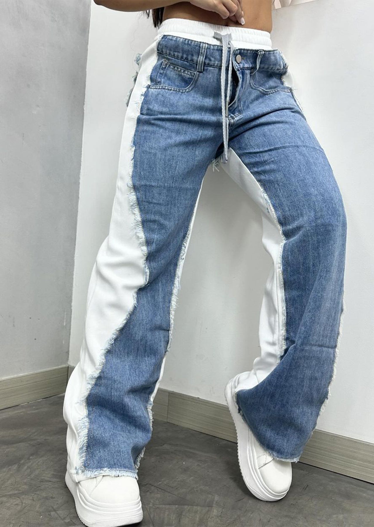 Women Style Patchwork Denim Pants
