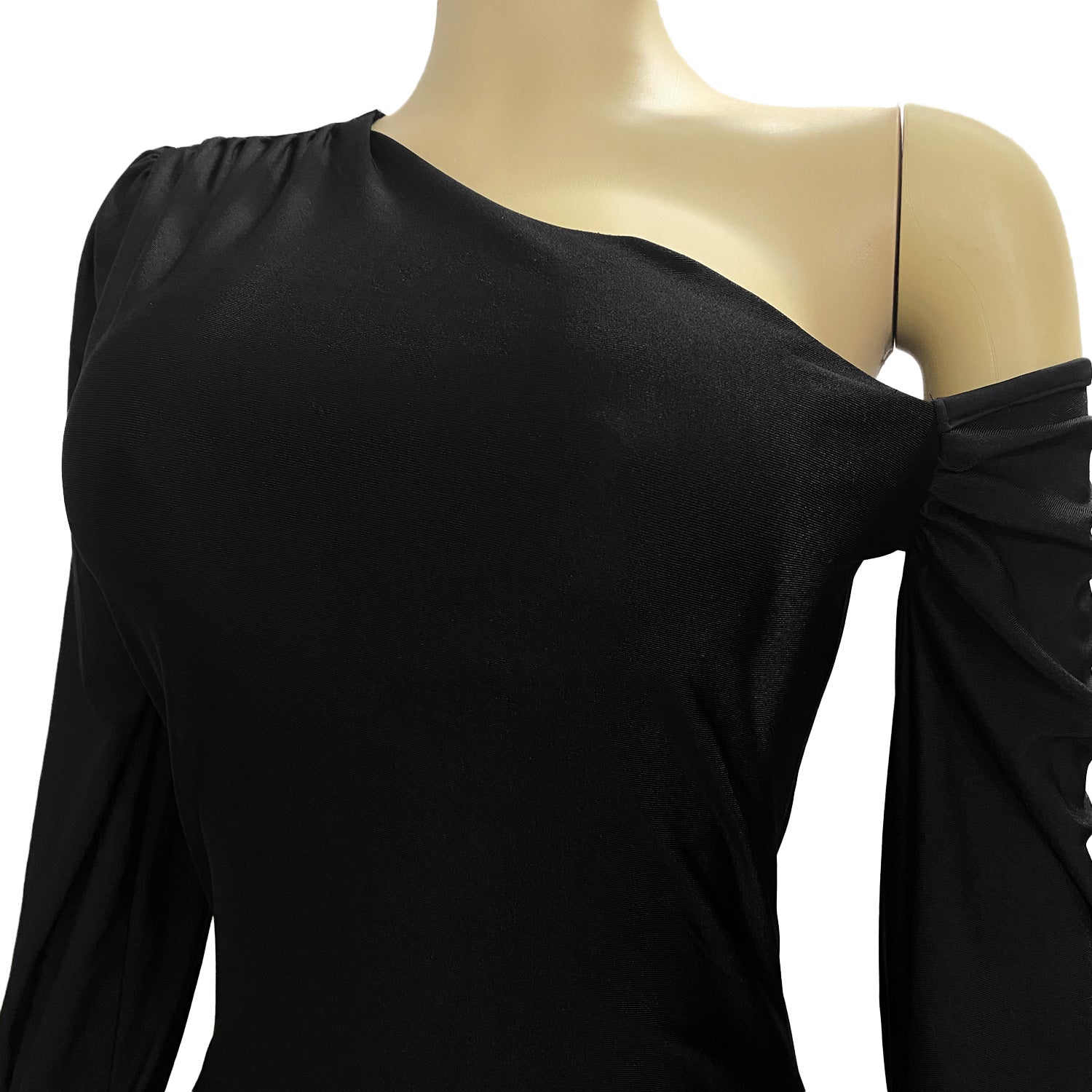 Women autumn and winter sexy lantern sleeves Slash Shoulder dress 12