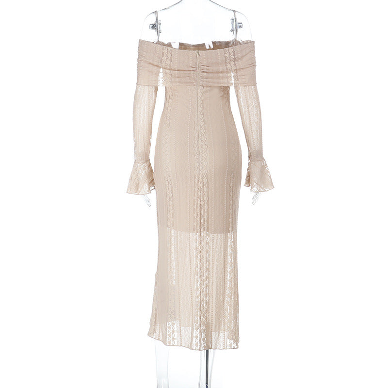 Women jacquard off-shoulder sexy fall bodycon maxi dress 7