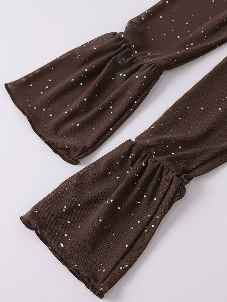 Mesh Bell Sleeve DSequin See-Through Mini Dress 17