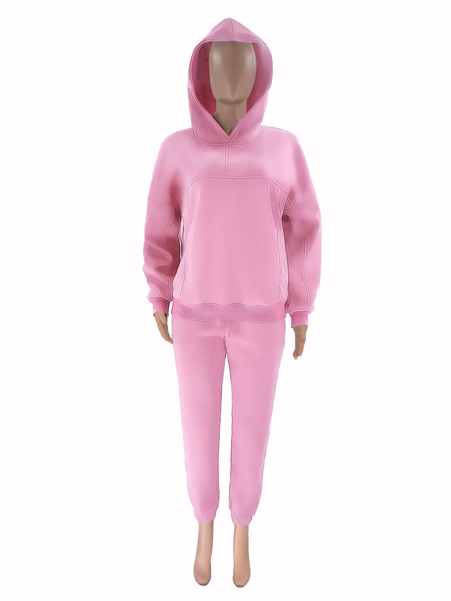 Women Solid Hoodies and Pant Casual Two-piece Set 24