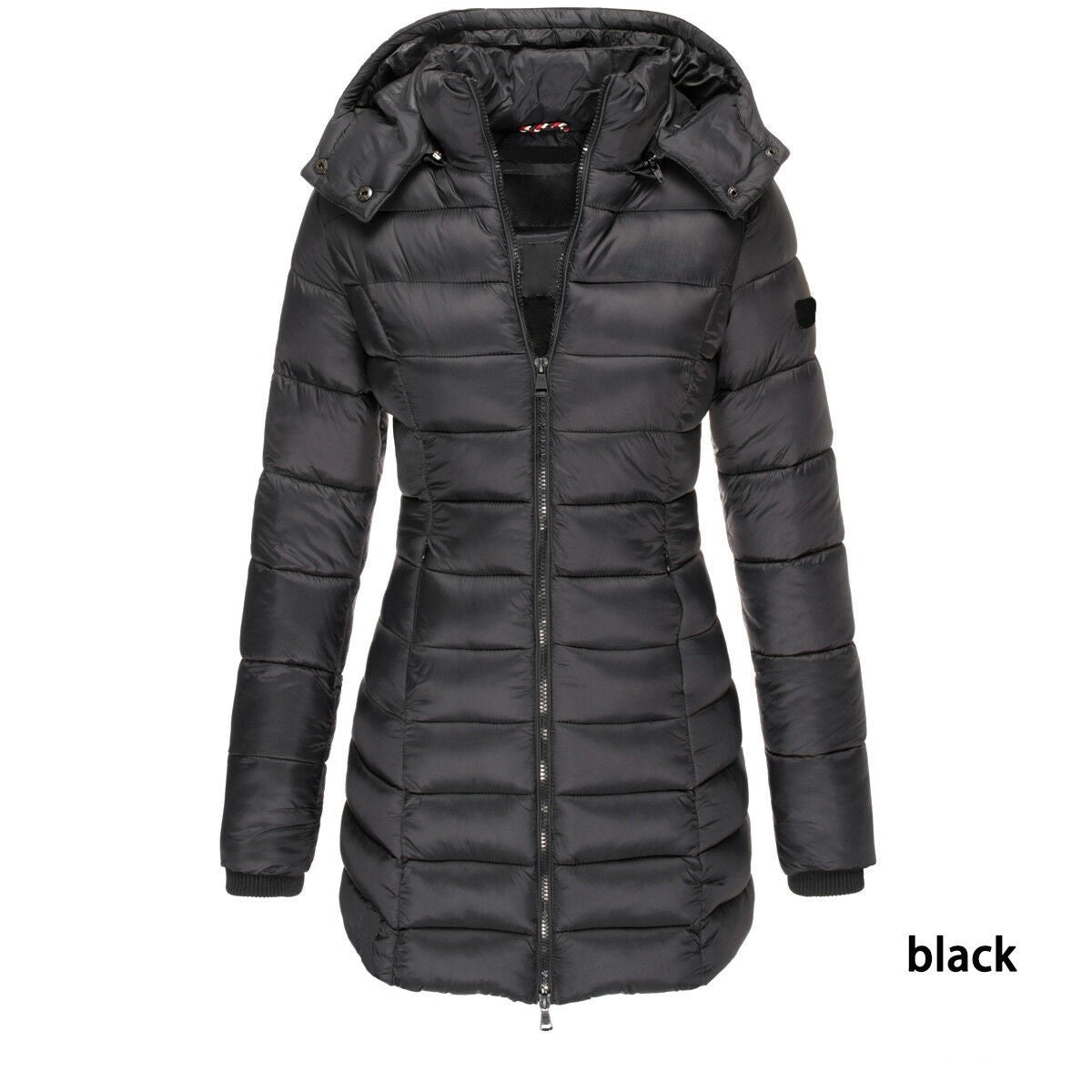 Slim Hooded Zipper Cotton Padded Down Jacket For Women 3
