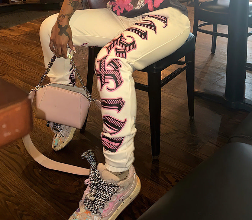 Women Printed Fleece Casual Pants 3