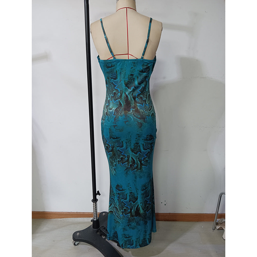 Summer sexy Chic print Slim Waist Casual Beach Holidays long dress 6