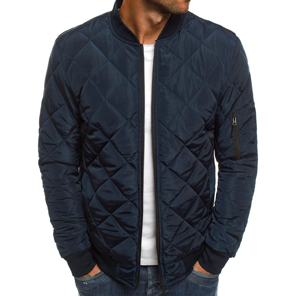 Diamond Stand Collar Short Men's Cotton-Padded Jacket