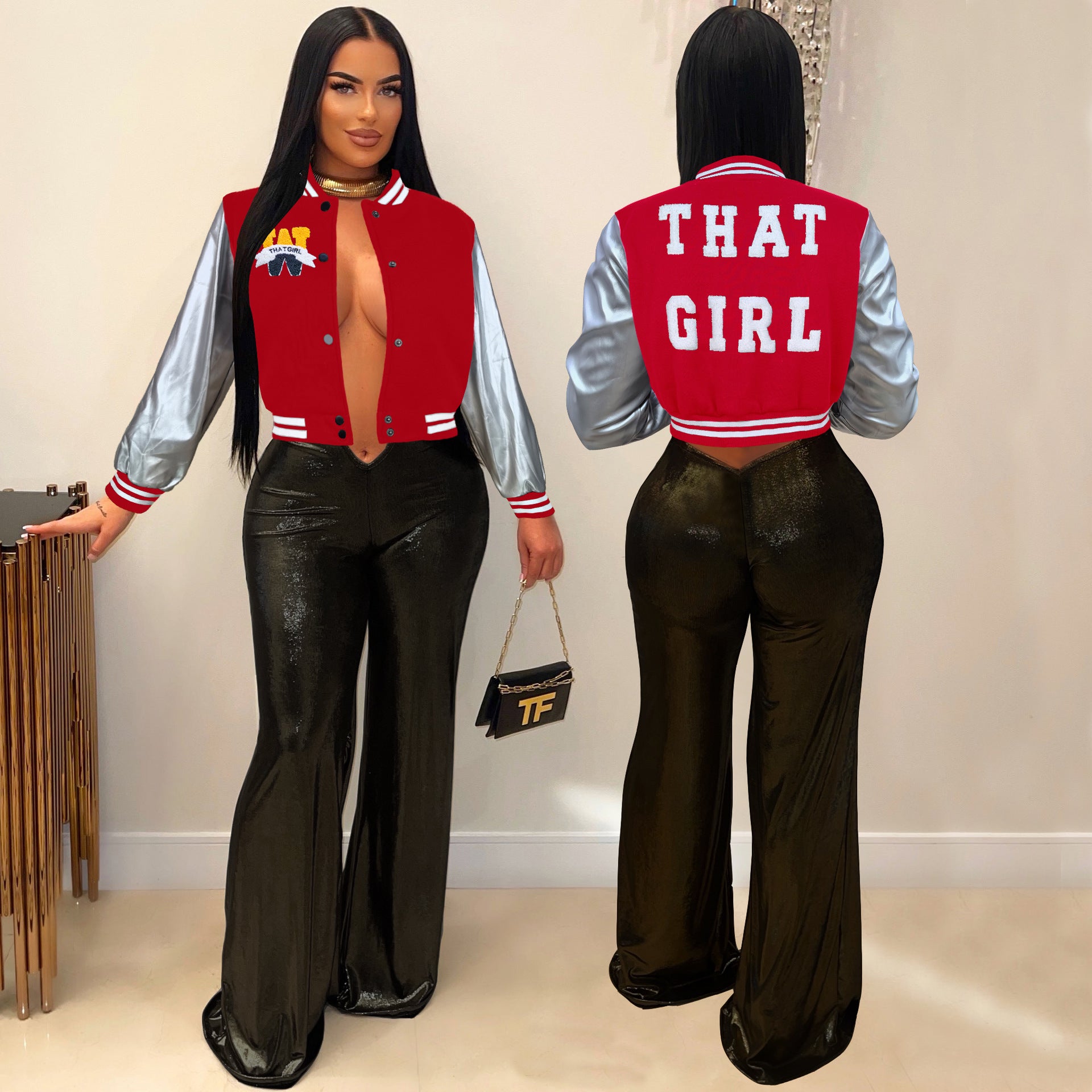 Women Embroidered Patchwork Baseball Jacket 4