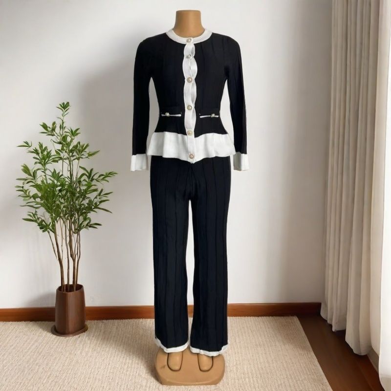 Women Long-Sleeved Knitting Top and Pant Two-Piece Set 5