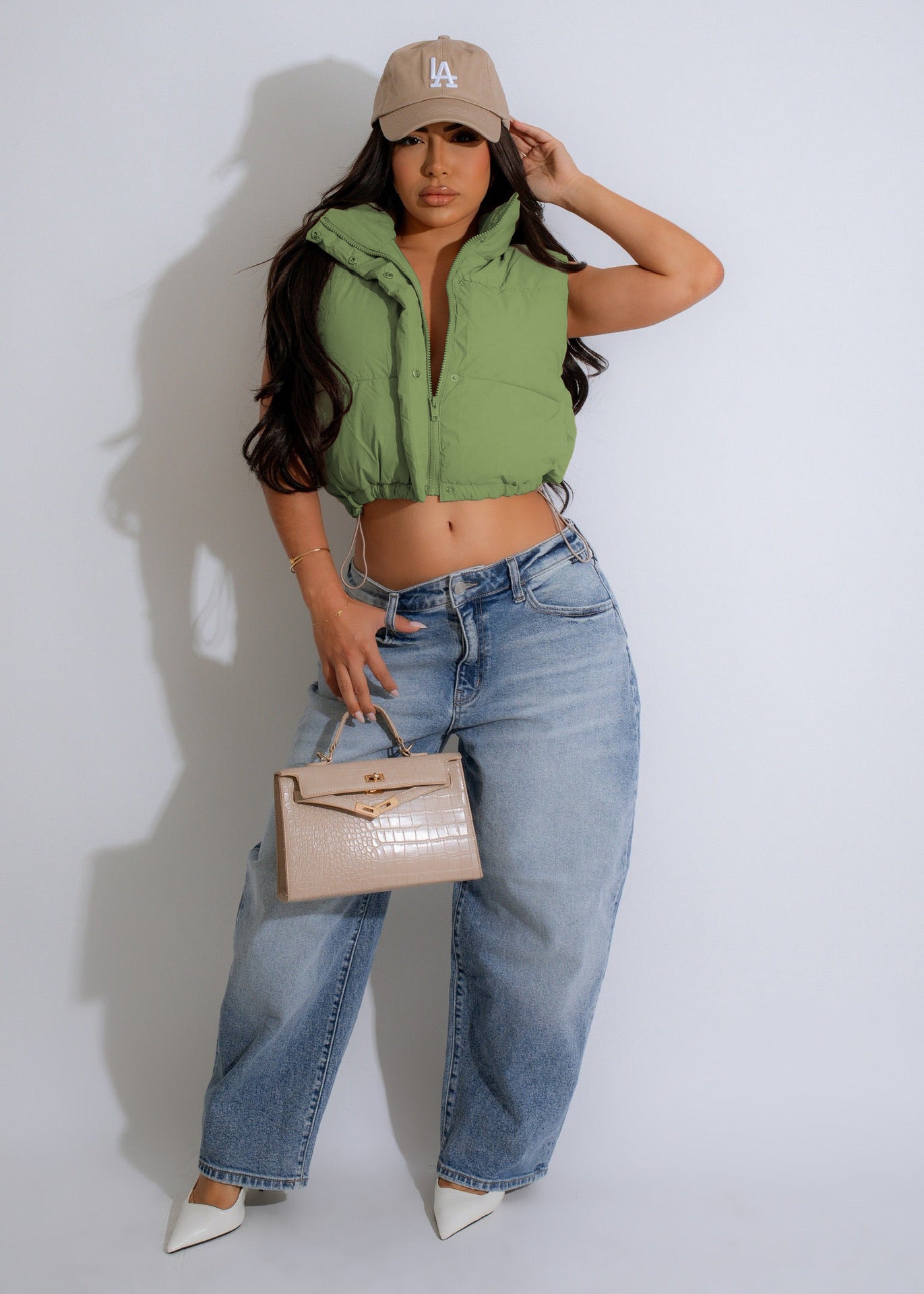 Autumn Fashion Solid Color Stand Collar Sleeveless Zipper Cotton-Padded Vest 5