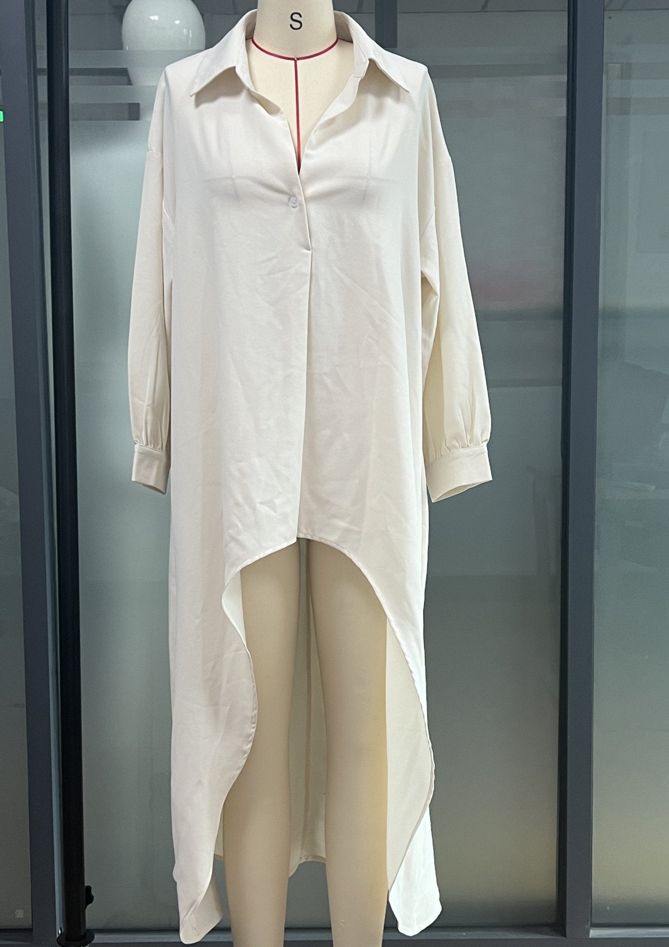 Women Fall Long-sleeved Solid Turndown Collar Shirt 18