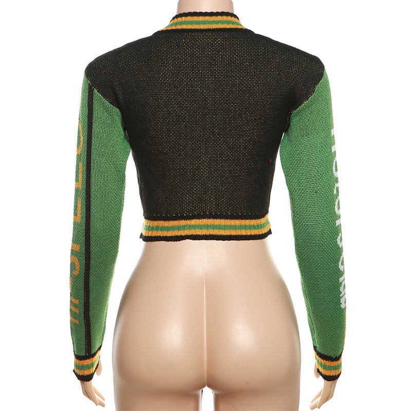 Women Letter Knitting Ribbed Top and Skirt two-piece set 44