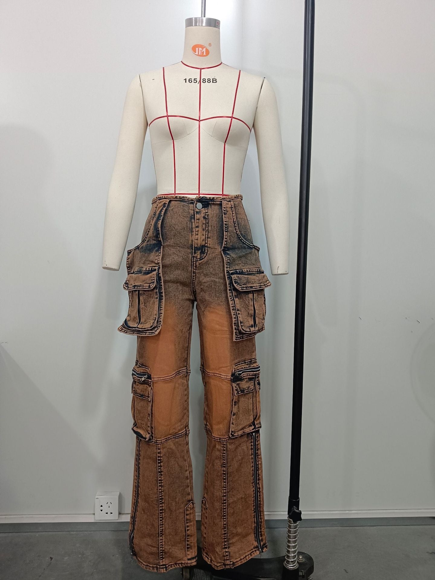 Stylish Casual Patchwork Multi-Pocket Denim Pants 24