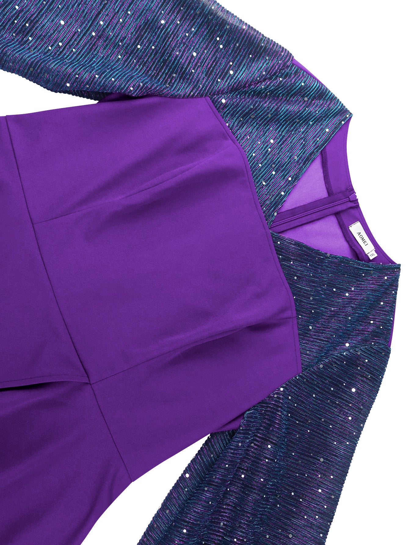 Women Elegant Lantern Sleeve Ruffled Bodycon Party Dress 9